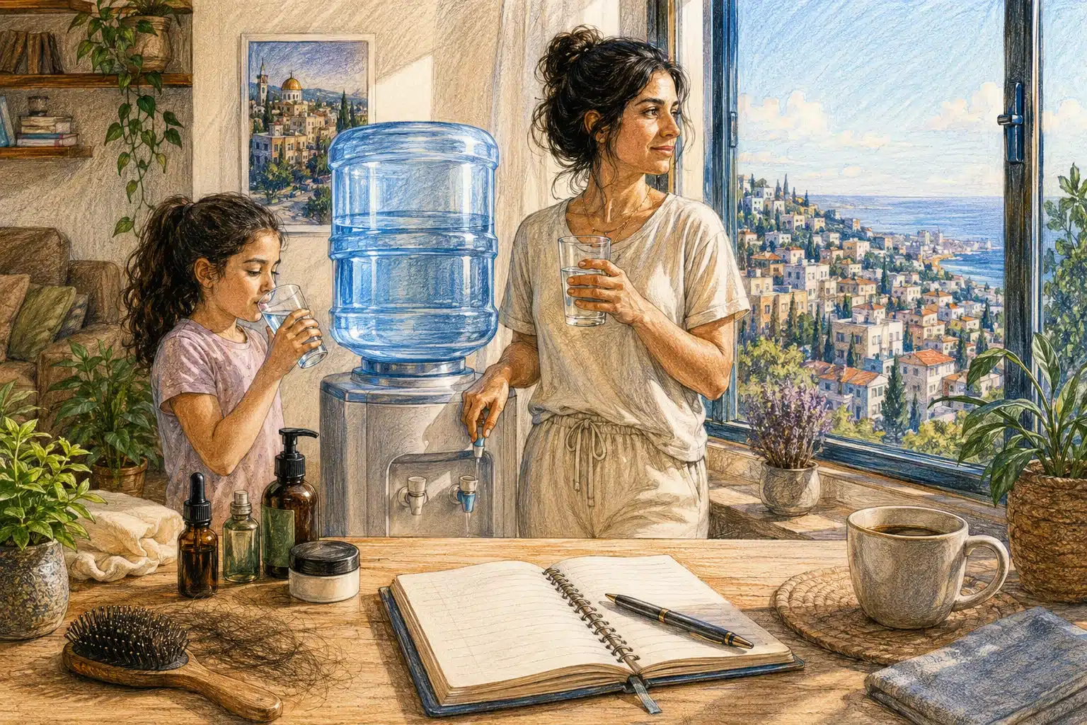מים, סטרס ושיער: למה שתייה מסודרת חשובה כשמתמודדים עם נשירה, דילול וקרקפת רגישה